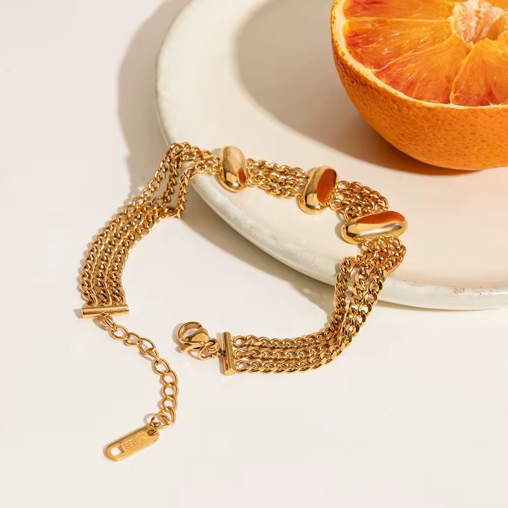 18K Gold Plated Multi Layer Cuban link Bracelet - Picture 3 of 8